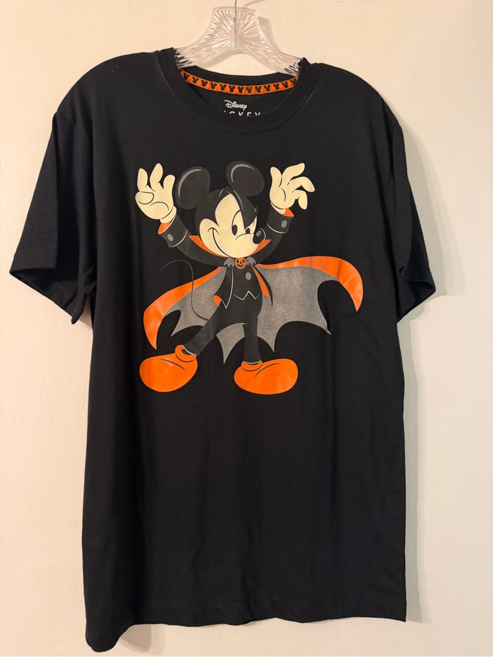 Disney Mickey Mouse Vampire Graphic Tee - Black, Orange, Cream Unisex Sz L